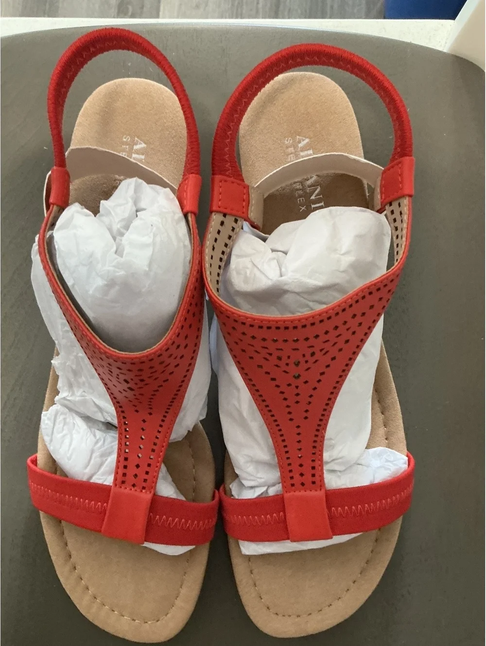 Womans Size 11 Alfani Red T-Strap Wedge Sandal Heel
